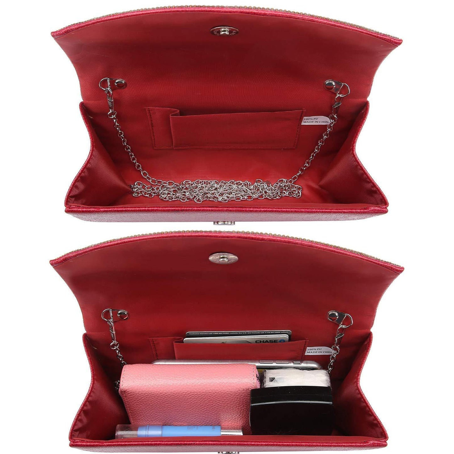 PU Leather Rhinestone Evening Bags Formal Wedding Party Purse Dasein - Dasein Bags