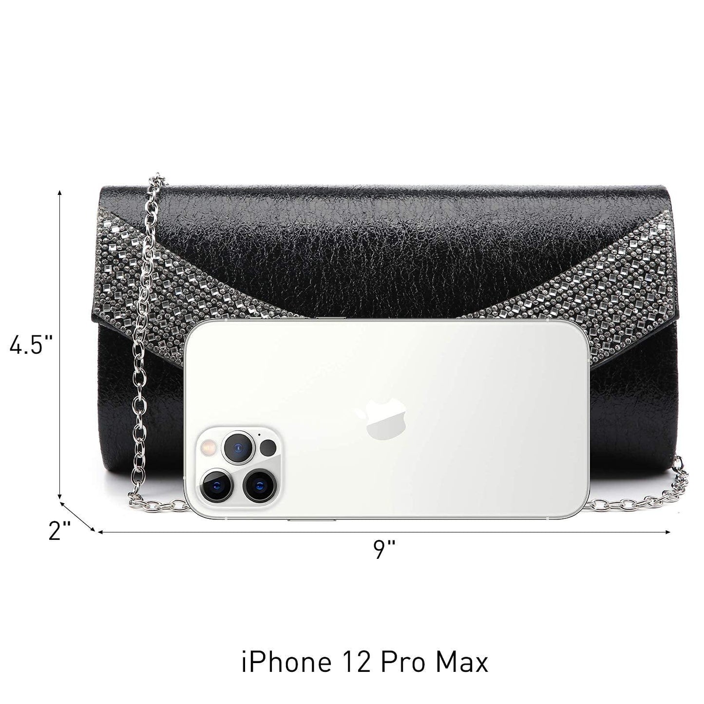 PU Leather Rhinestone Evening Bags Formal Wedding Party Purse Dasein - Dasein Bags