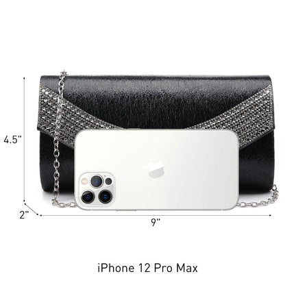 PU Leather Rhinestone Evening Bags Formal Wedding Party Purse Dasein - Dasein Bags
