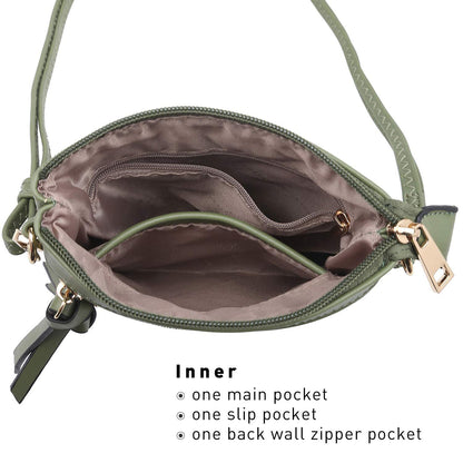 Lightweight Functional Multi Pocket Vegan Leather Shoulder Crossbody Bag l Dasein - Dasein Bags