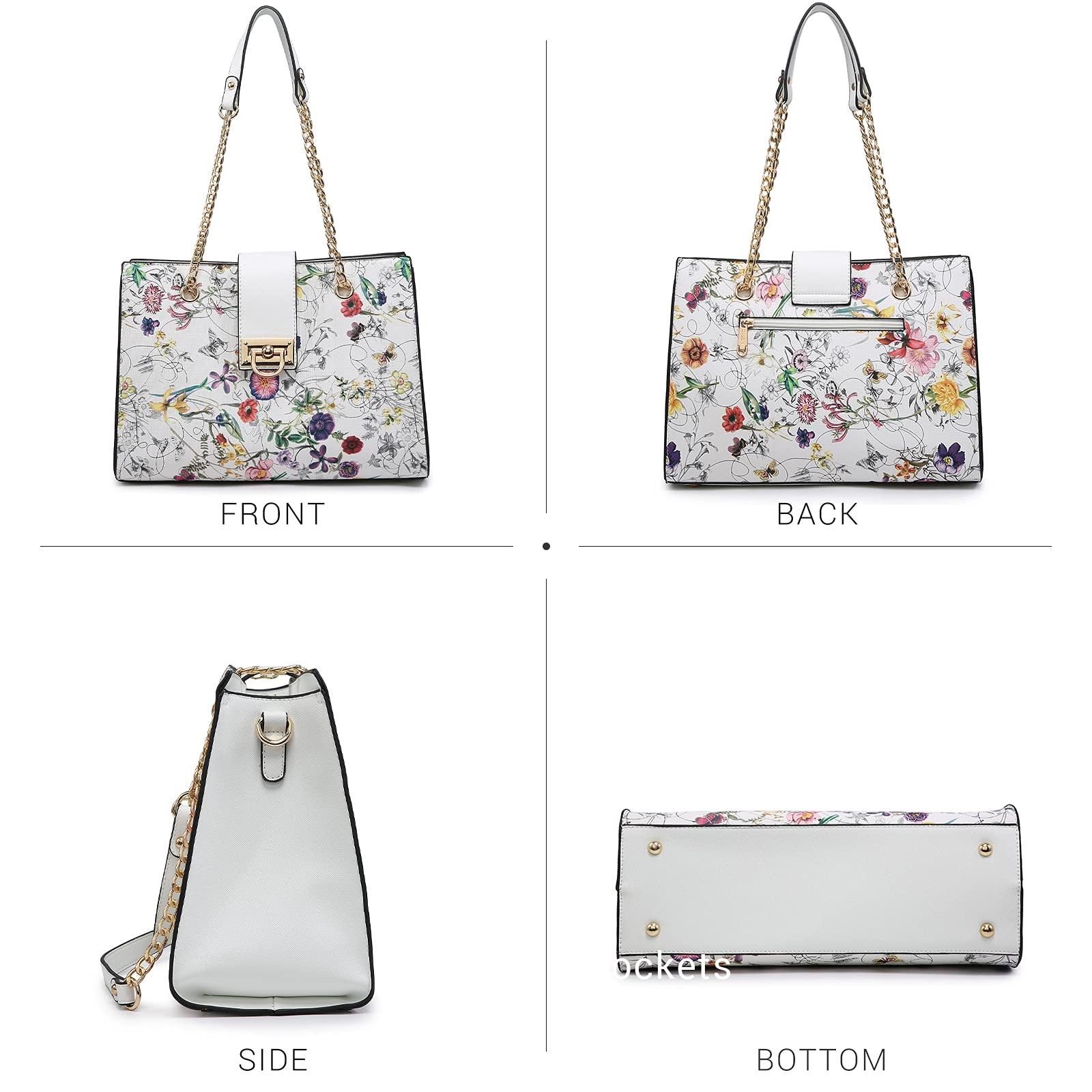 Women Fashion Chain Fashion Belt lock Tote Bags With Matching Clutch Dasein - Dasein Bags