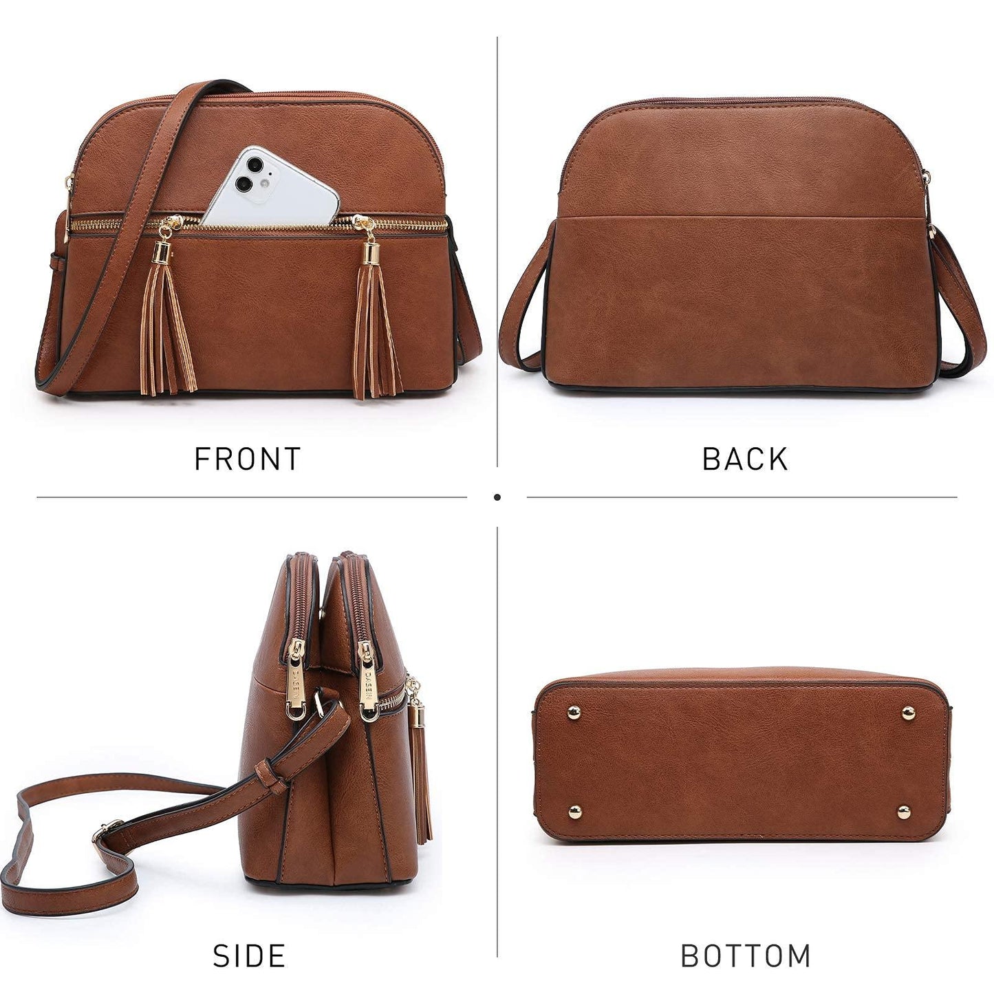 Tassel Front Zipper Crossbody Bag - Dasein Bags