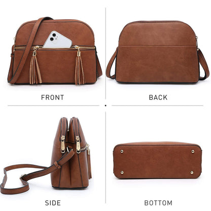 Tassel Front Zipper Crossbody Bag - Dasein Bags