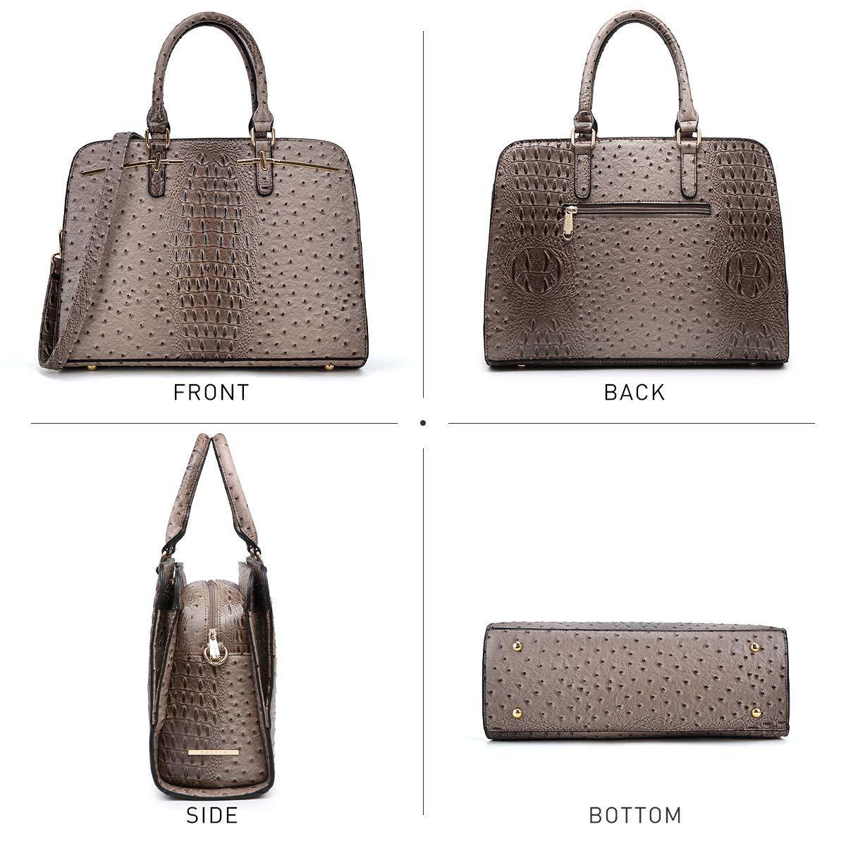 Fashion Embossed Pattern Two Tone Handbag with Matching Wallet l Dasein - Dasein Bags