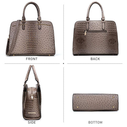 Fashion Embossed Pattern Two Tone Handbag with Matching Wallet l Dasein - Dasein Bags