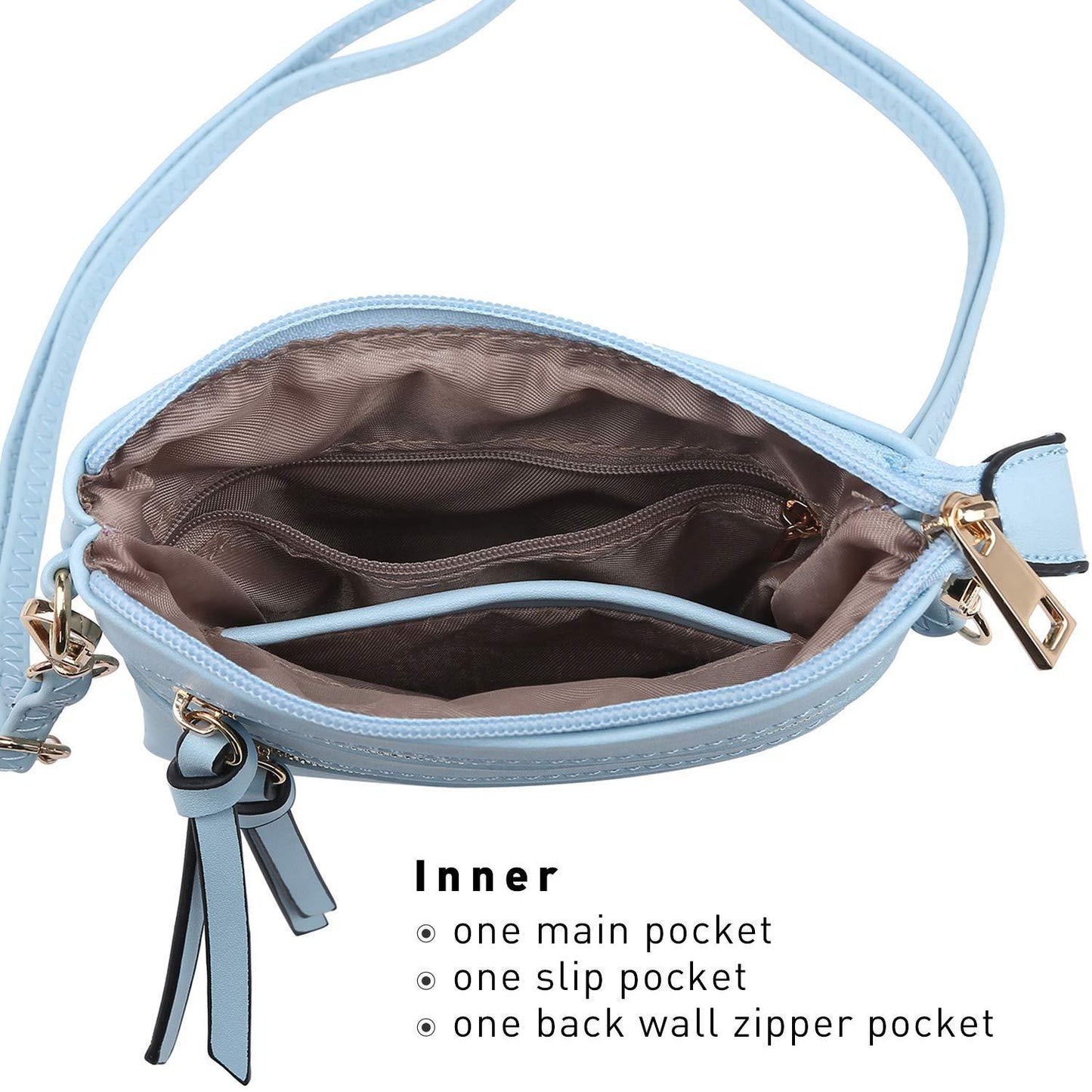 Lightweight Functional Multi Pocket Vegan Leather Shoulder Crossbody Bag l Dasein - Dasein Bags