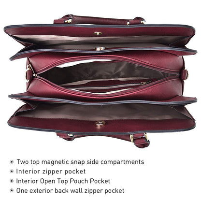 Gold-Tone Hardware Vegan Leather Textured Handbag with Matching Wallet l Dasein - Dasein Bags