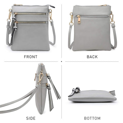 Lightweight Functional Multi Pocket Vegan Leather Shoulder Crossbody Bag l Dasein - Dasein Bags