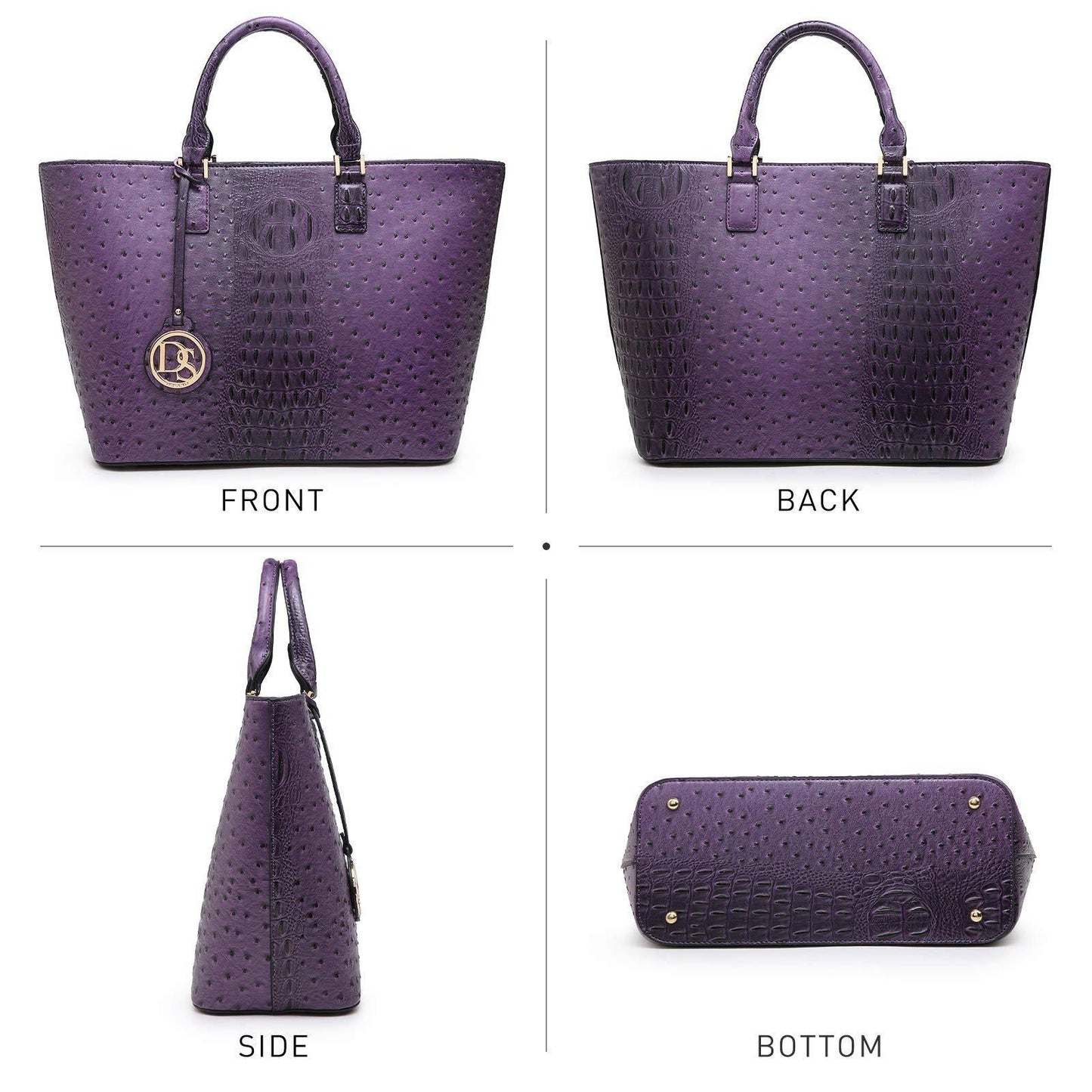 Fashion Embossed Pattern Tote with Matching Wallet - Dasein Bags