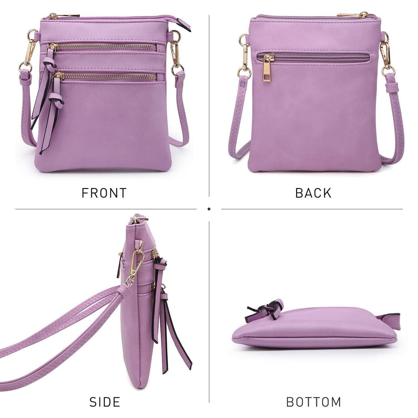 Lightweight Functional Multi Pocket Vegan Leather Shoulder Crossbody Bag l Dasein - Dasein Bags