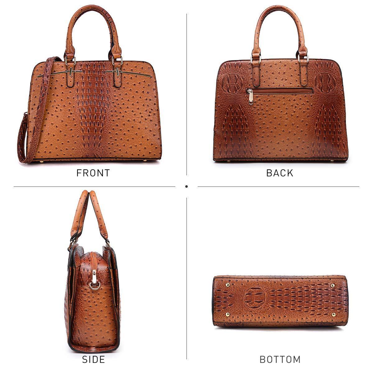 Fashion Embossed Pattern Two Tone Handbag with Matching Wallet l Dasein - Dasein Bags