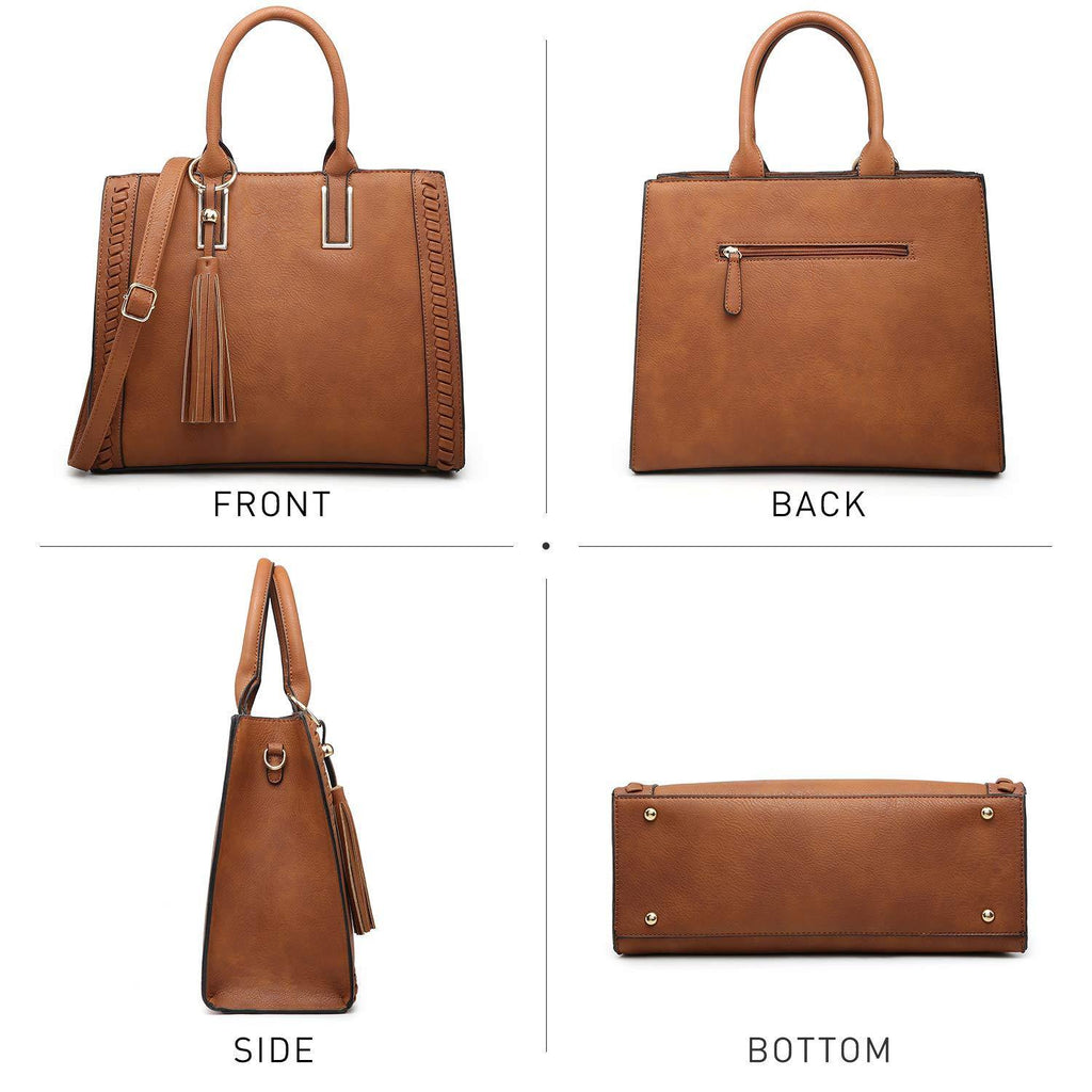 Tassel Weave Two Tone PU Leather Handbag with Matching Wallet l Dasein - Dasein Bags