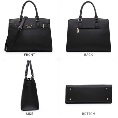 Ladies Shoulder Bag Top Handle Satchel Tote Work Bag with Matching Clutch l Dasein - Dasein Bags