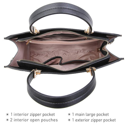 Floral Print Emblem Handbag with Matching Wallet - Dasein Bags