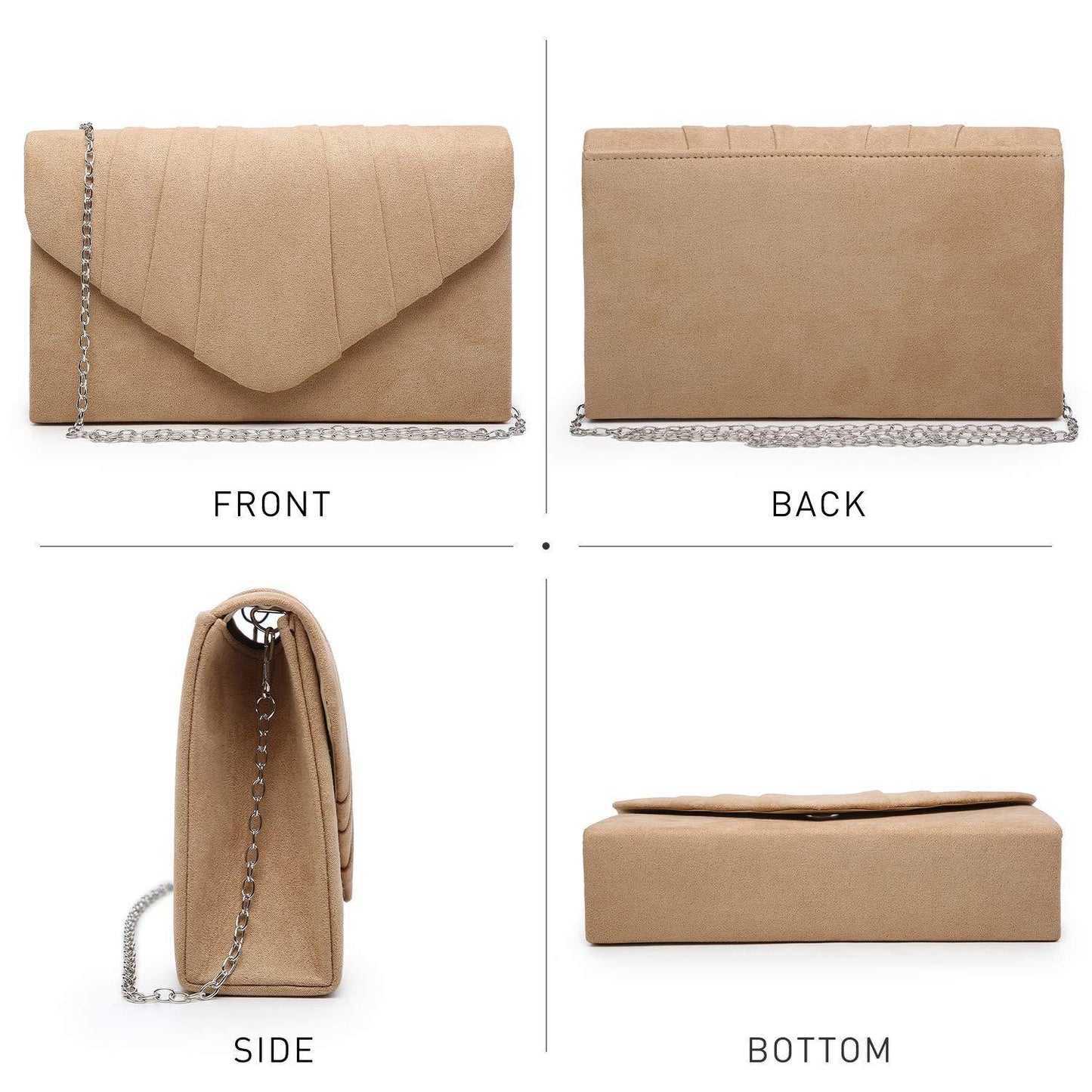 Dasein Women's Evening Bag Pleated Envelope Clutch l Dasein - Dasein Bags