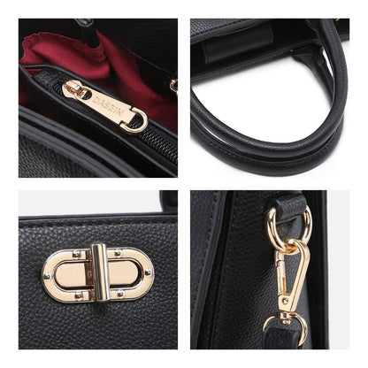 Twist Lock Handbag with Matching Wristlet - Dasein Bags