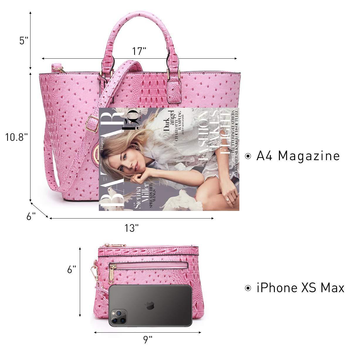 Fashion Embossed Pattern Tote with Matching Wallet - Dasein Bags