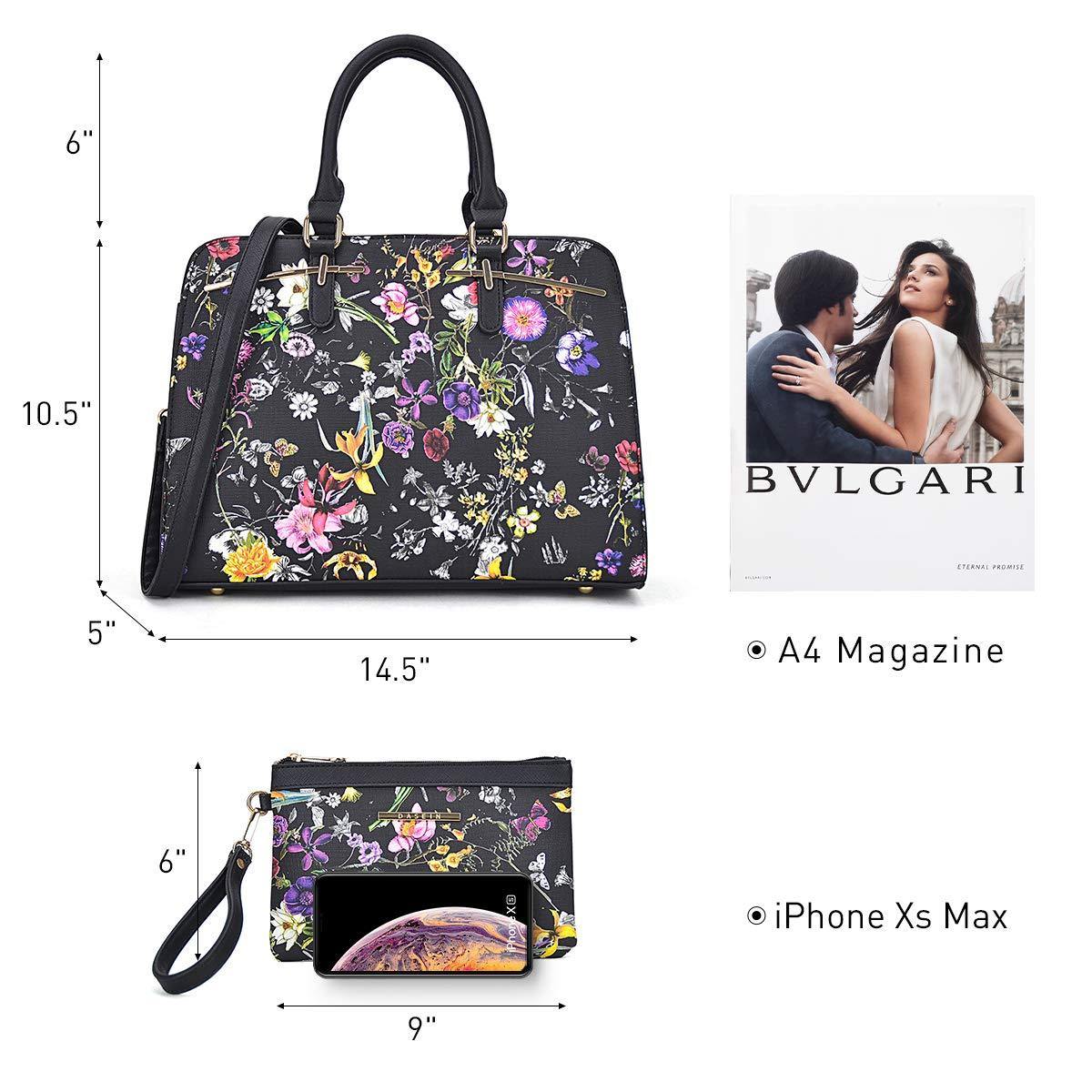 Gold-Tone Hardware Vegan Leather Textured Handbag with Matching Wallet l Dasein - Dasein Bags