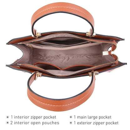 Floral Print Emblem Handbag with Matching Wallet - Dasein Bags