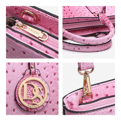 Fashion Embossed Pattern Tote with Matching Wallet - Dasein Bags