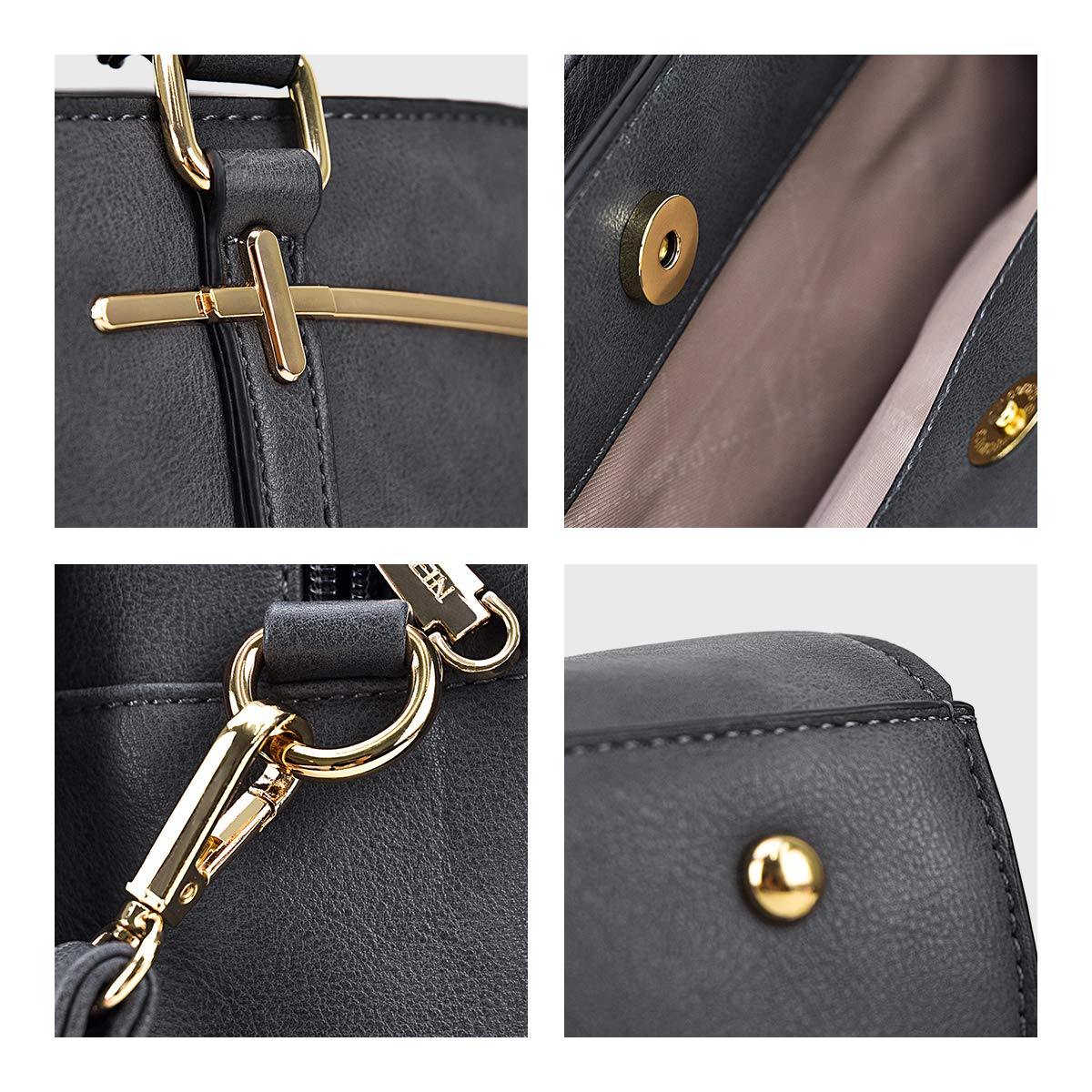 Gold-Tone Hardware Vegan Leather Textured Handbag with Matching Wallet l Dasein - Dasein Bags