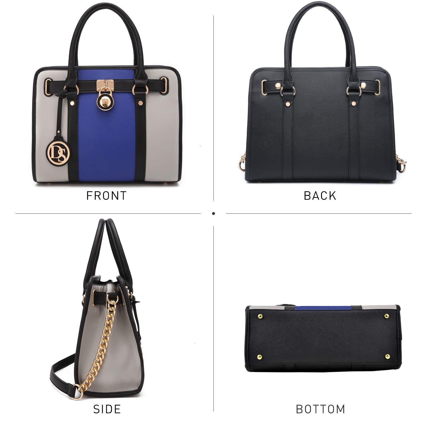 Two Tone Satchel Top Handle Bags Work Tote with Matching Wallet l Dasein - Dasein Bags