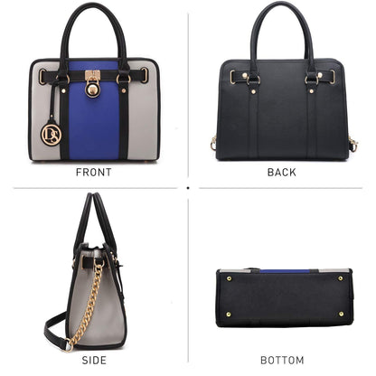 Two Tone Satchel Top Handle Bags Work Tote with Matching Wallet l Dasein - Dasein Bags