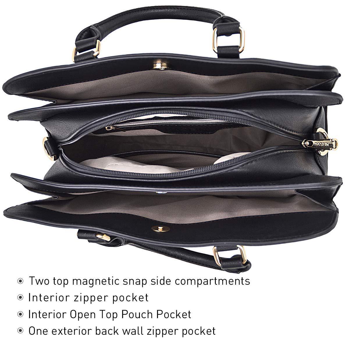 Gold-Tone Hardware Vegan Leather Textured Handbag with Matching Wallet l Dasein - Dasein Bags