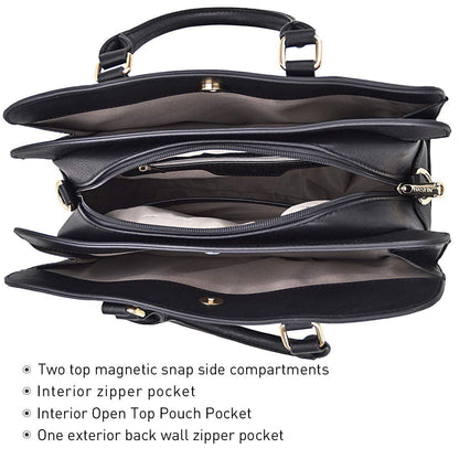 Gold-Tone Hardware Vegan Leather Textured Handbag with Matching Wallet l Dasein - Dasein Bags