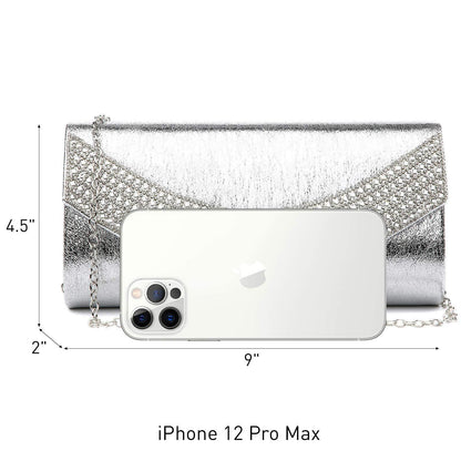 PU Leather Rhinestone Evening Bags Formal Wedding Party Purse Dasein - Dasein Bags