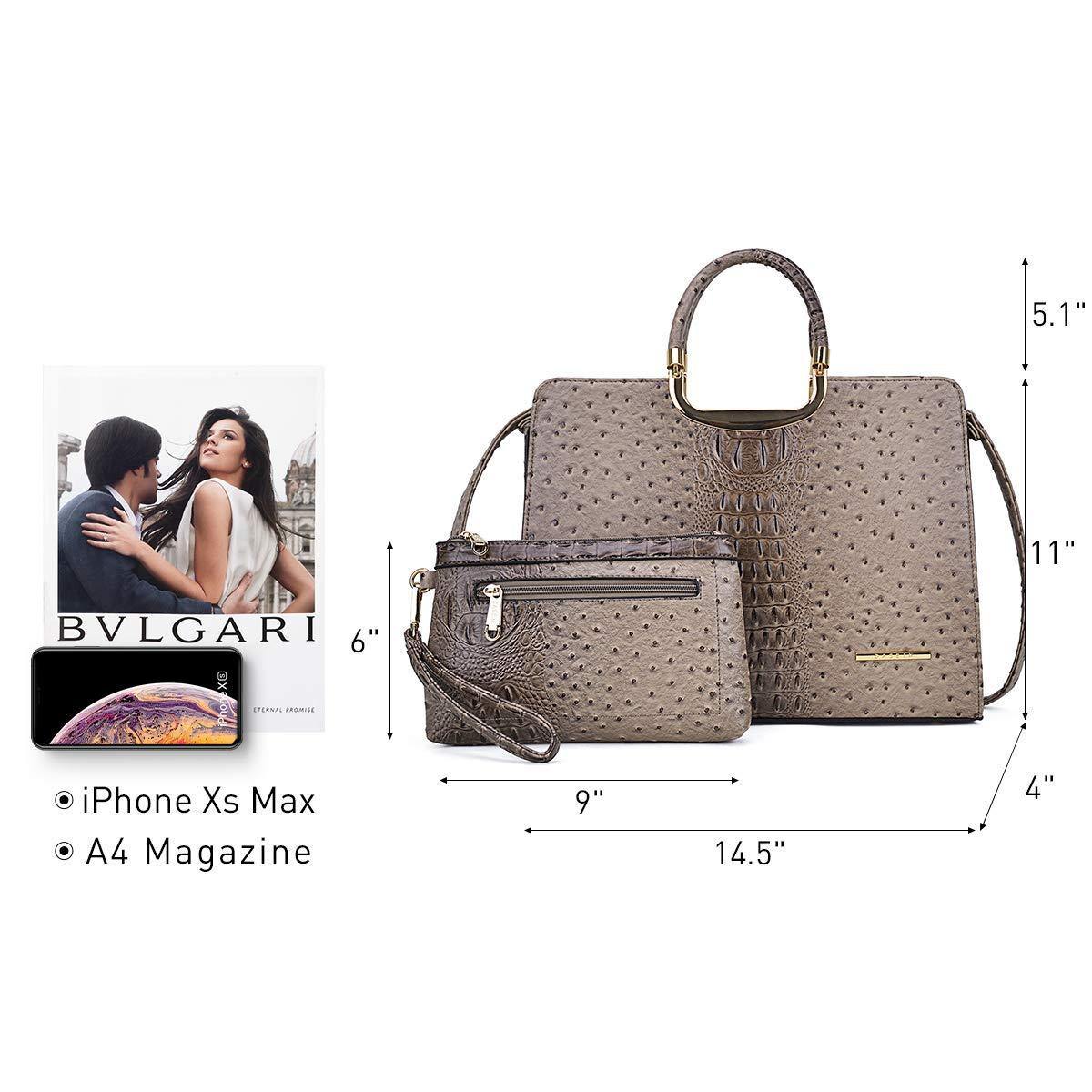 Embossed Pattern Top Handle Handbag with Matching Wallet - Dasein Bags