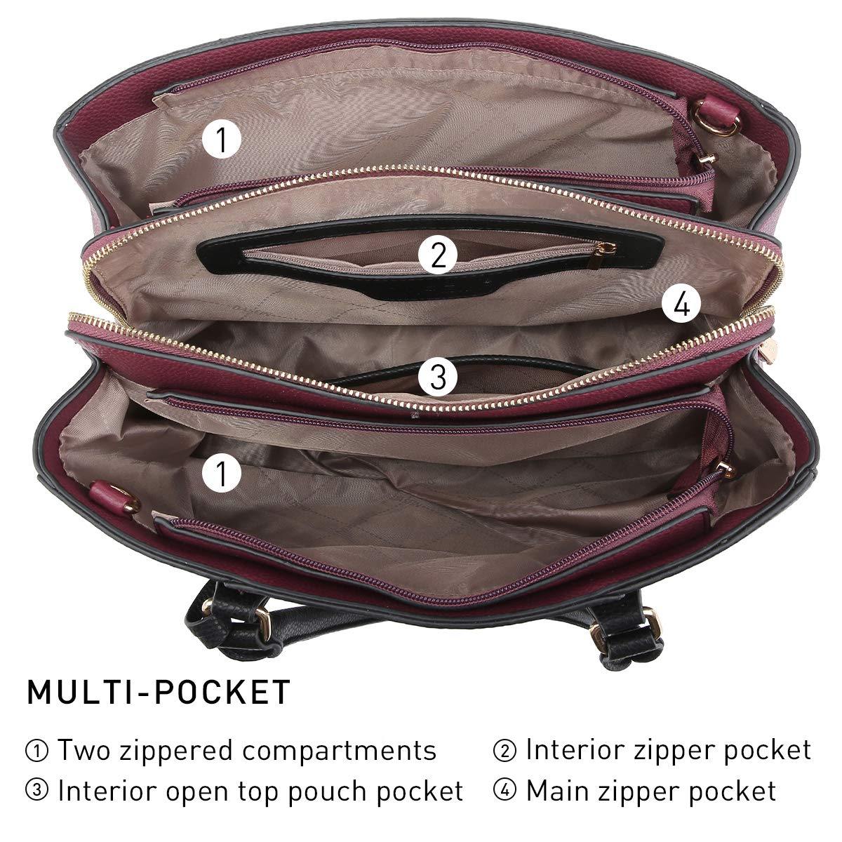 Padlock Two-Tone Satchel with Matching Wristlet - Dasein Bags