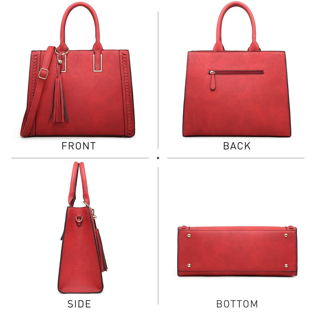 Tassel Weave Two Tone PU Leather Handbag with Matching Wallet l Dasein - Dasein Bags