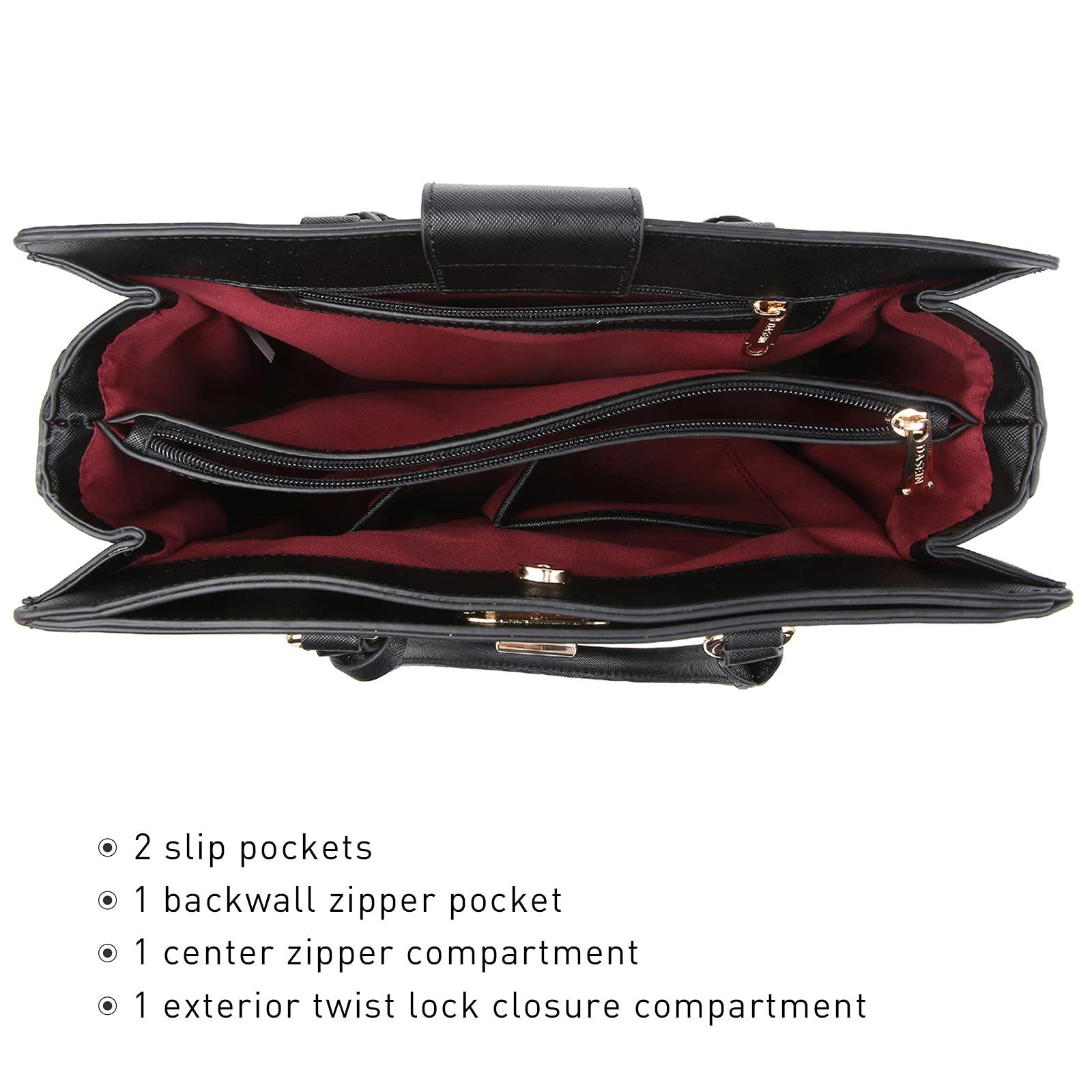 Twist Lock Handbag with Matching Wristlet - Dasein Bags