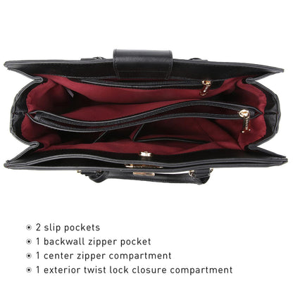 Twist Lock Handbag with Matching Wristlet - Dasein Bags