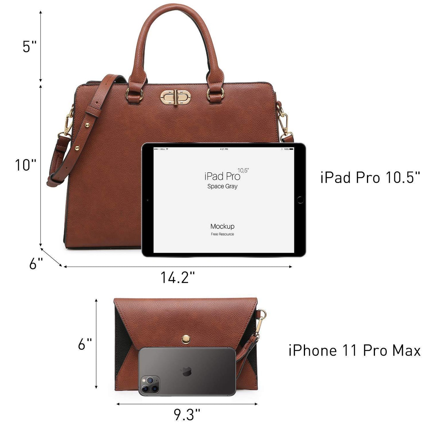 Twist Lock Handbag with Matching Wristlet - Dasein Bags