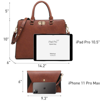 Twist Lock Handbag with Matching Wristlet - Dasein Bags