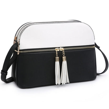 Two-Tone Tassel Crossbody Bag - Dasein Bags