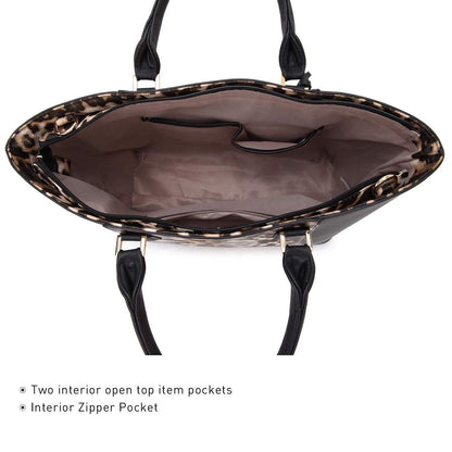 Fashion Stitching Color Large Tote Bag with Matching Wallet l Dasein - Dasein Bags