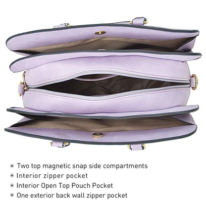 Gold-Tone Hardware Vegan Leather Textured Handbag with Matching Wallet l Dasein - Dasein Bags