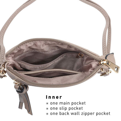 Lightweight Functional Multi Pocket Vegan Leather Shoulder Crossbody Bag l Dasein - Dasein Bags