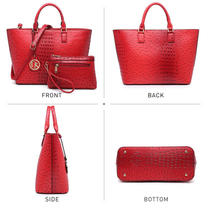 Fashion Embossed Pattern Tote with Matching Wallet - Dasein Bags
