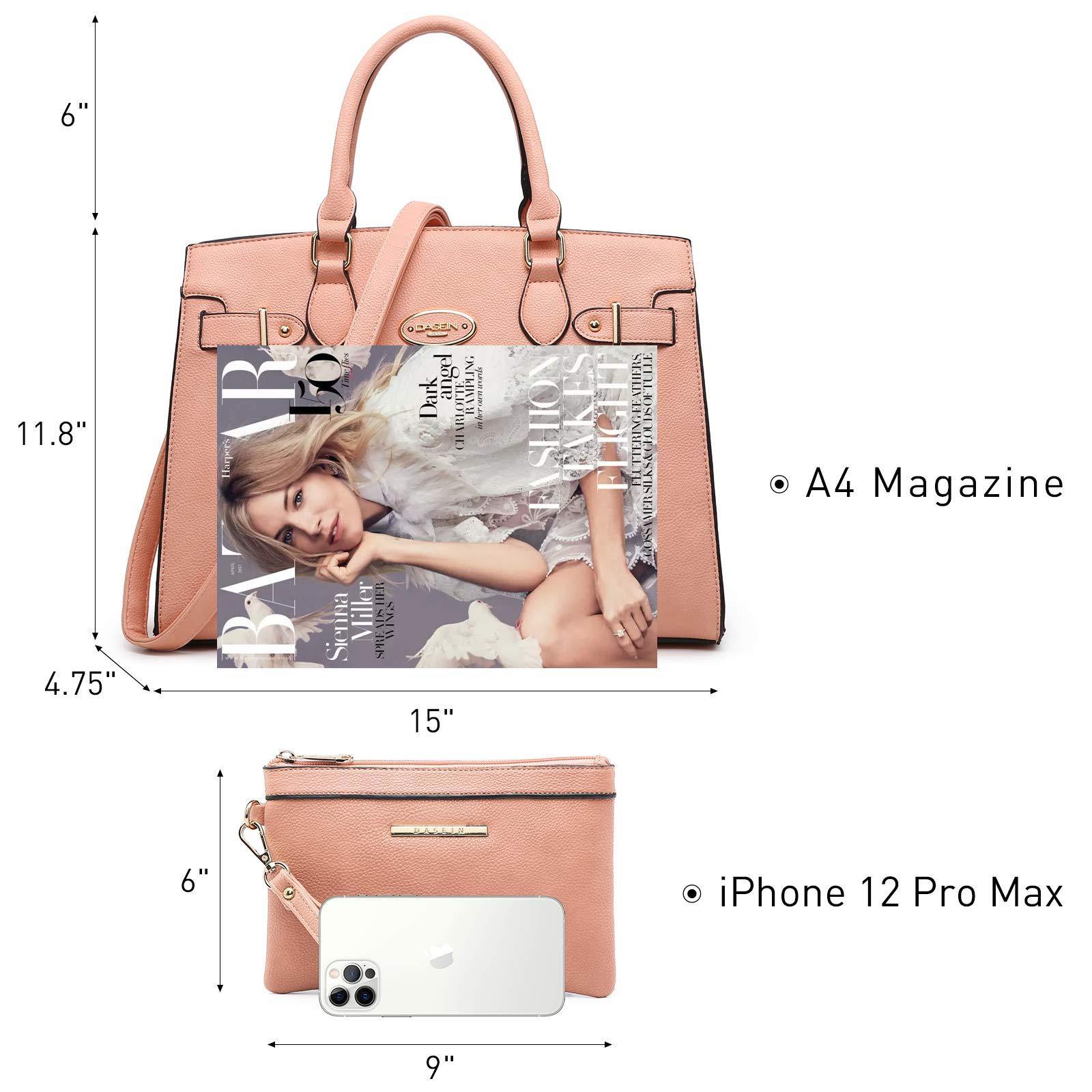 Ladies Shoulder Bag Top Handle Satchel Tote Work Bag with Matching Clutch l Dasein - Dasein Bags