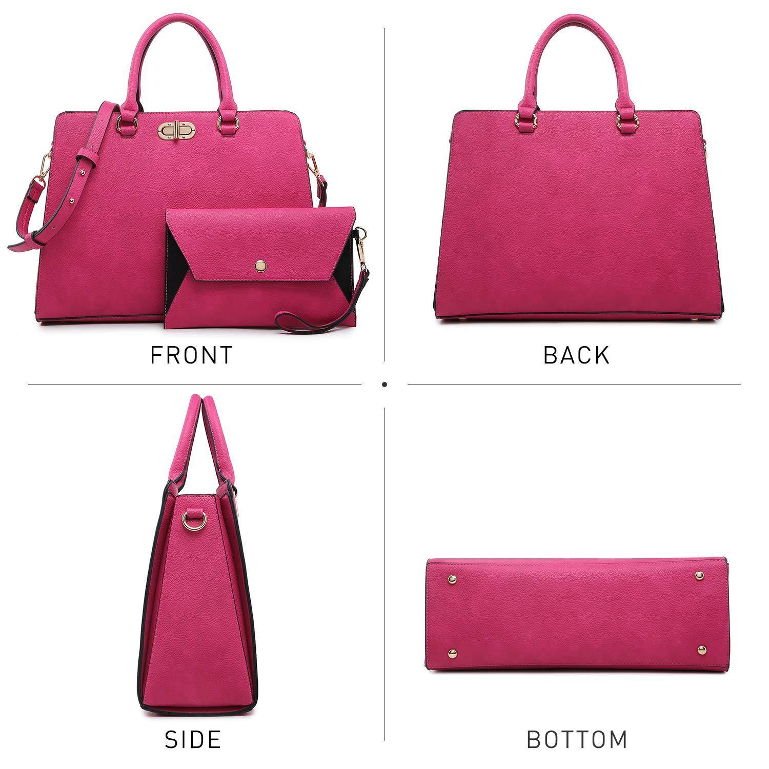Twist Lock Handbag with Matching Wristlet - Dasein Bags