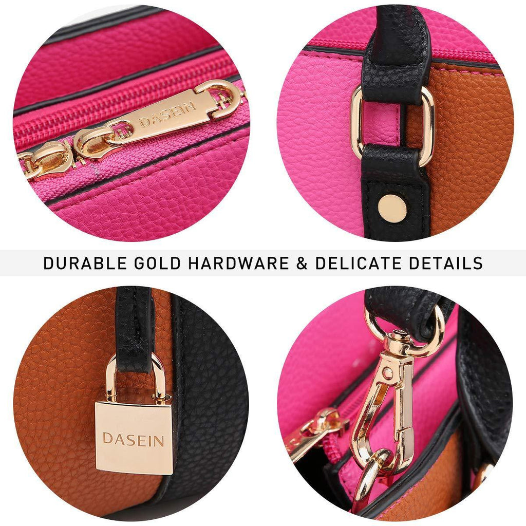 Padlock Two-Tone Satchel with Matching Wristlet - Dasein Bags