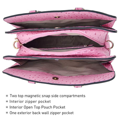 Fashion Embossed Pattern Two Tone Handbag with Matching Wallet l Dasein - Dasein Bags