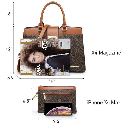 Monogram Flap Satchel with Matching Wristlet - Dasein Bags