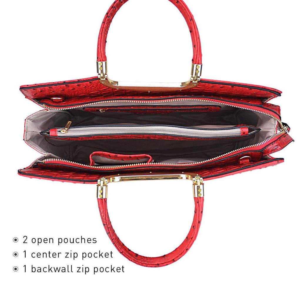 Embossed Pattern Top Handle Handbag with Matching Wallet - Dasein Bags