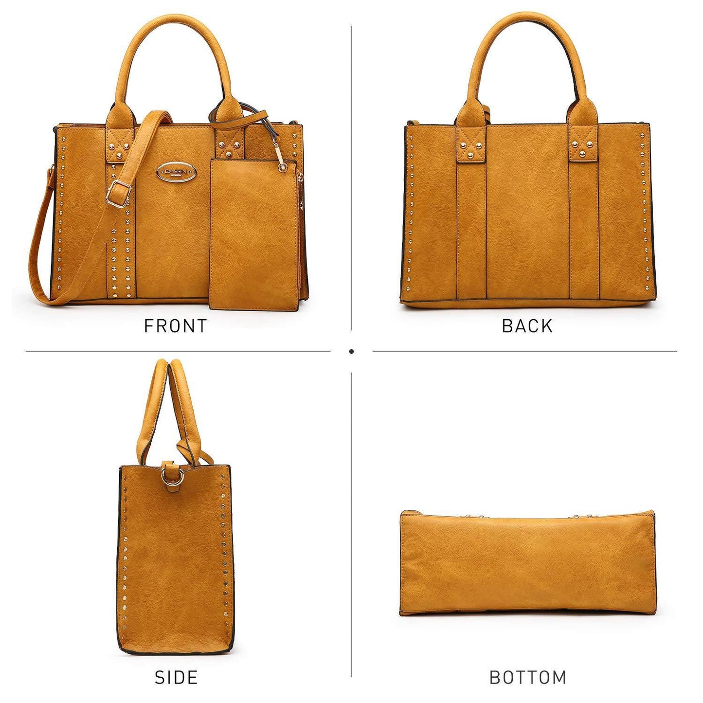 Studded 3-in-1 Top Handle Tote Handbag l Dasein - Dasein Bags