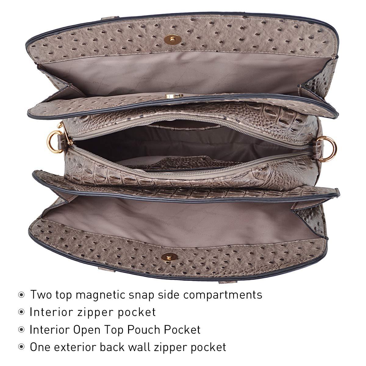 Fashion Embossed Pattern Two Tone Handbag with Matching Wallet l Dasein - Dasein Bags